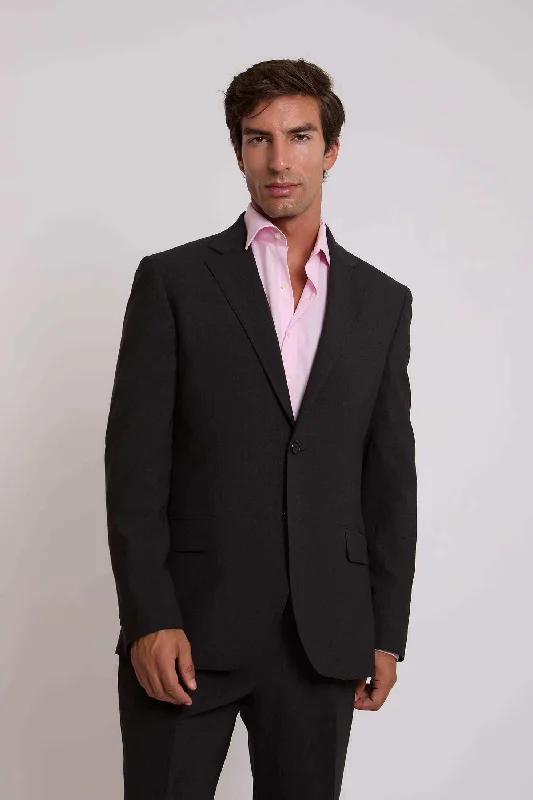 Men Regular Fit Suit Jacket - Dark Grey Notch Collar Jacket Peter Pan Collar Jacket Cowl Neck Jacket