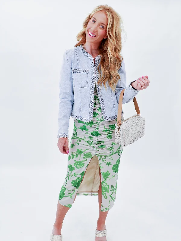 Drew's Denim Detailed Jean Jacket Zippered Front Buttoned Front Snap Front