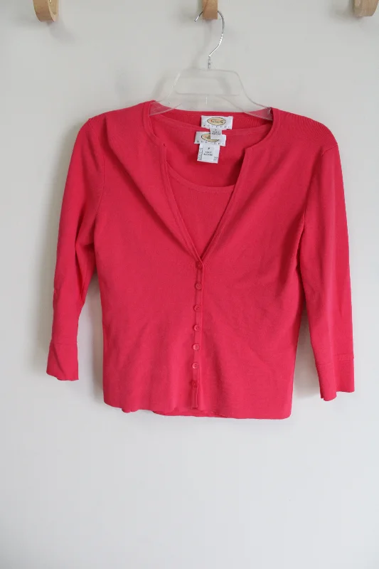 Talbots 2 Piece Tank & Cardigan Bubblegum Pink Set | Petite Velvet Chenille Corduroy Talbots 2 Piece Tank & Cardigan Bubblegum Pink Set | Petite Velvet Chenille Corduroy
