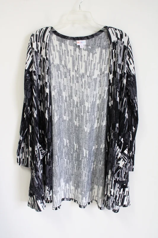 LuLaRoe Gray Patterned Soft Cardigan | M Silk Blend Satin Velvet