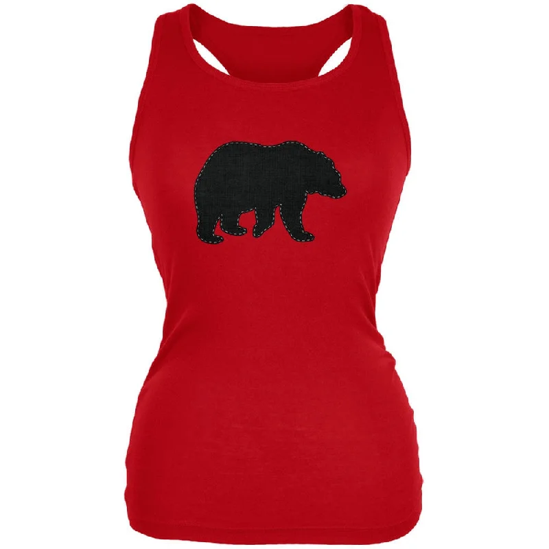 Bear Faux Stitched Red Juniors Soft Tank Top seamless tank top