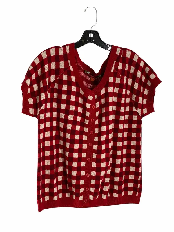 ModCloth Size 2X Red White Print Cardigan Sweater Elegant Classic Vintage
