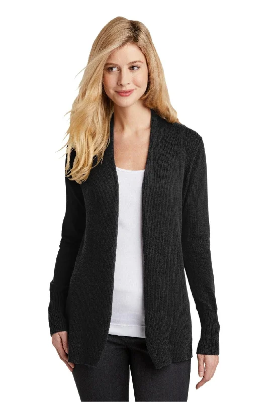 Port Authority Ladies Open Front Cardigan Sweater. LSW289 Elasticated Padded Insulated