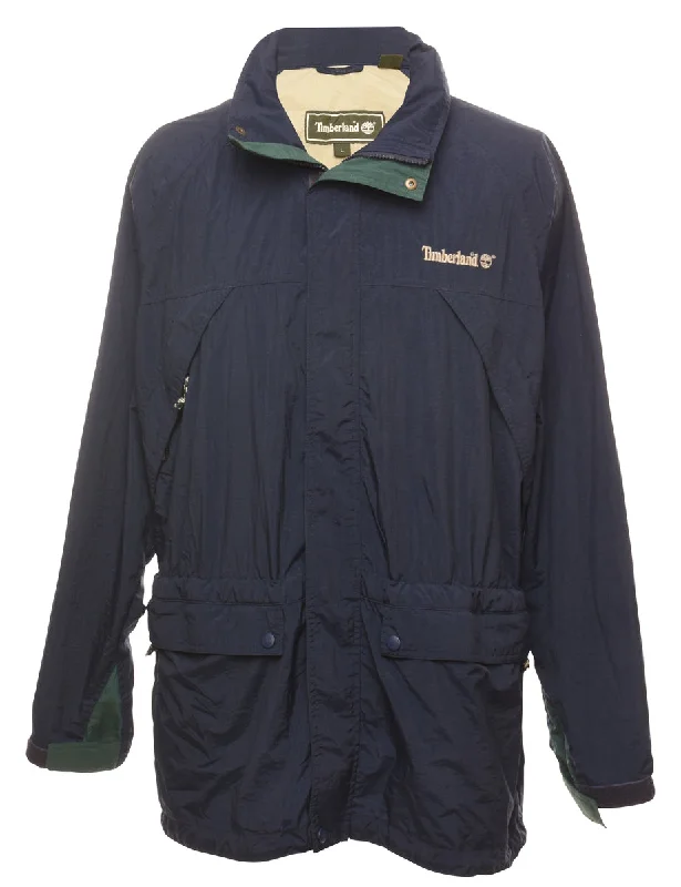 Timberland Nylon Zip-Front Embroidered Jacket - L Embroidered Jacket Appliqued Jacket Beaded Jacket