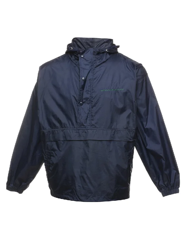 Zip-Front Navy Classic Hooded Nylon Jacket - M Stand-Up Collar Roll-Neck Collar Turtle Neck Zip-Front Navy Classic Hooded Nylon Jacket - M Stand-Up Collar Roll-Neck Collar Turtle Neck