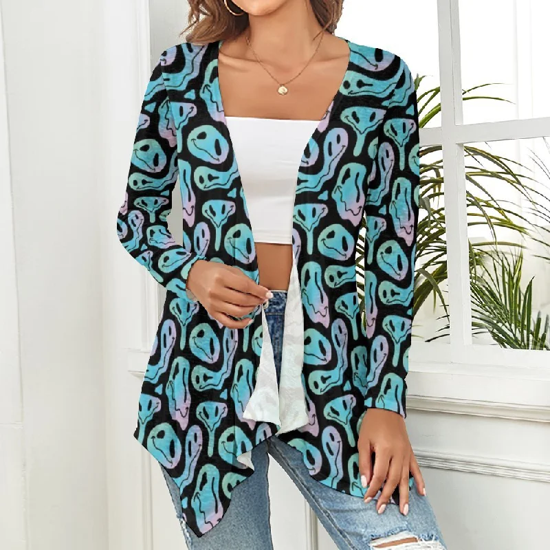 Women's Cartoon Smiley Knitted Cardigan Rayon Fabric Velvet Fabric Corduroy Fabric