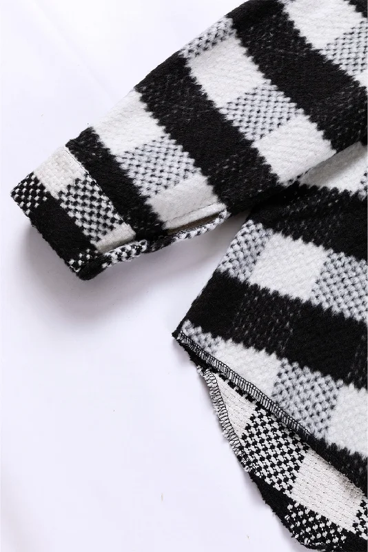 Black and White Check Jacket Insulated Jacket Fitted Jacket Loose Jacket
