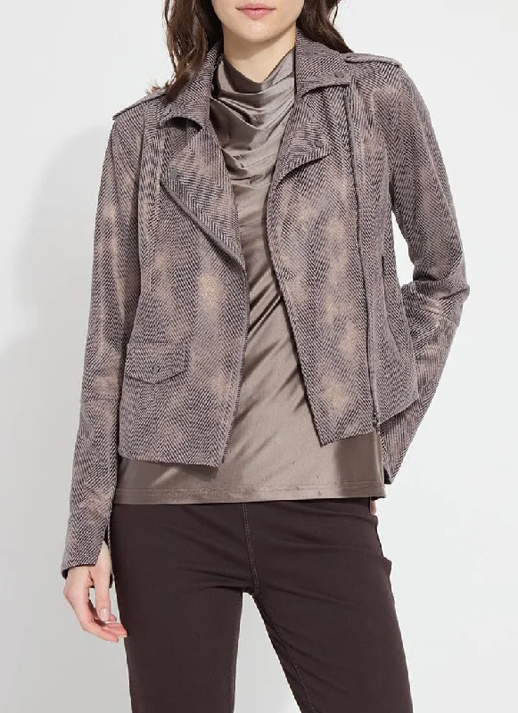 Amelia Moto Jacket | Copper Chevron Faux Fur Fabric Real Fur Fabric Shearling Fabric