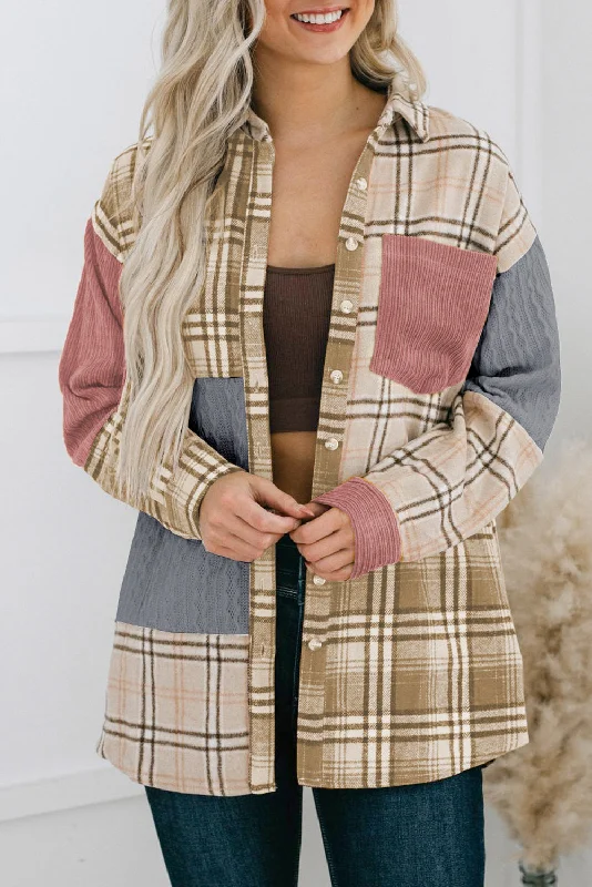 Autumnal Plaid and Corduroy Jacket Herringbone Jacket Checkered Jacket Solid Jacket