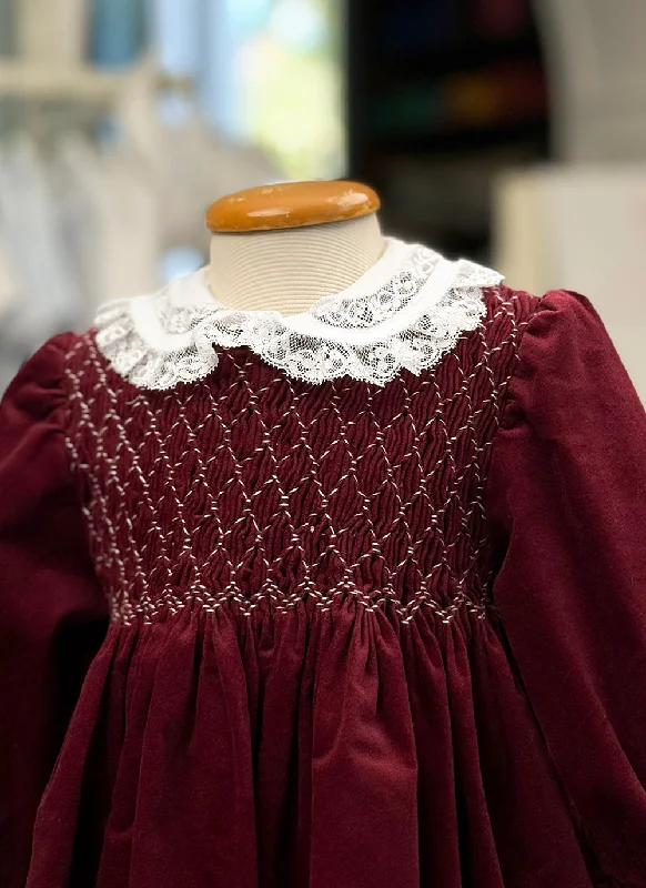 Handmade Smock Velvet Dress - Long Sleeves