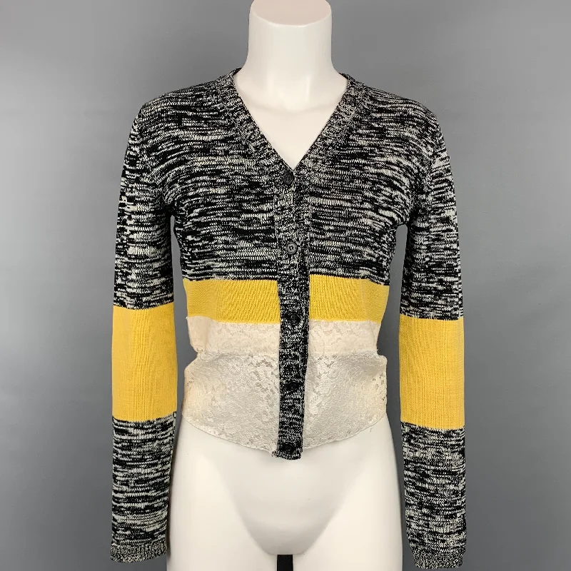 NO. 21 Size 2 Black & White Cotton / Wool Knitted Buttoned Cardigan Iron Safe Non-Iron Wrinkle Free NO. 21 Size 2 Black & White Cotton / Wool Knitted Buttoned Cardigan Iron Safe Non-Iron Wrinkle Free