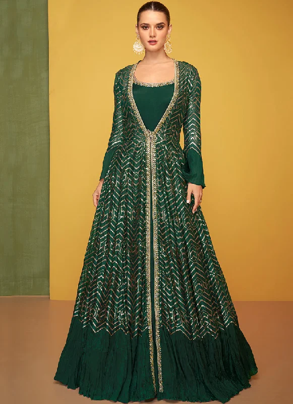 Dark Green Embroidery Jacket Style Anarkali Gown Denim Jacket Leather Jacket Suede Jacket Dark Green Embroidery Jacket Style Anarkali Gown Denim Jacket Leather Jacket Suede Jacket
