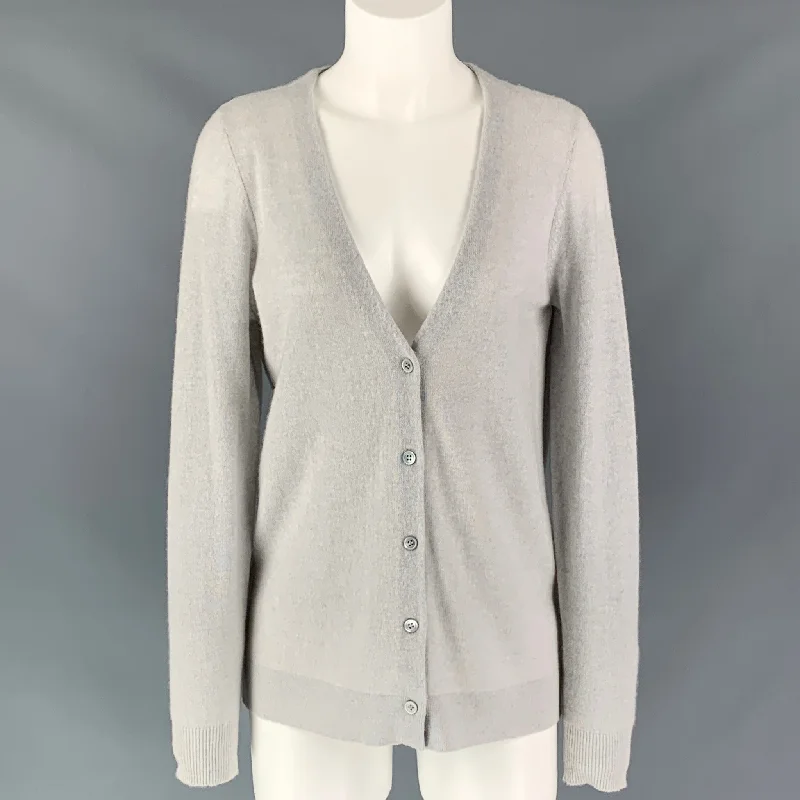 JOIE Size L Light Gray Cashmere Solid Cardigan Cardigan Knitwear Sweater