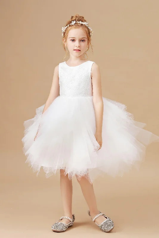 Lace Chic Sleeveless Tulle Flower Girl Dresses