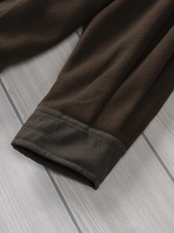 Autumn Brown Fleece Jacket Welt Pockets Slit Pockets Flap Pockets