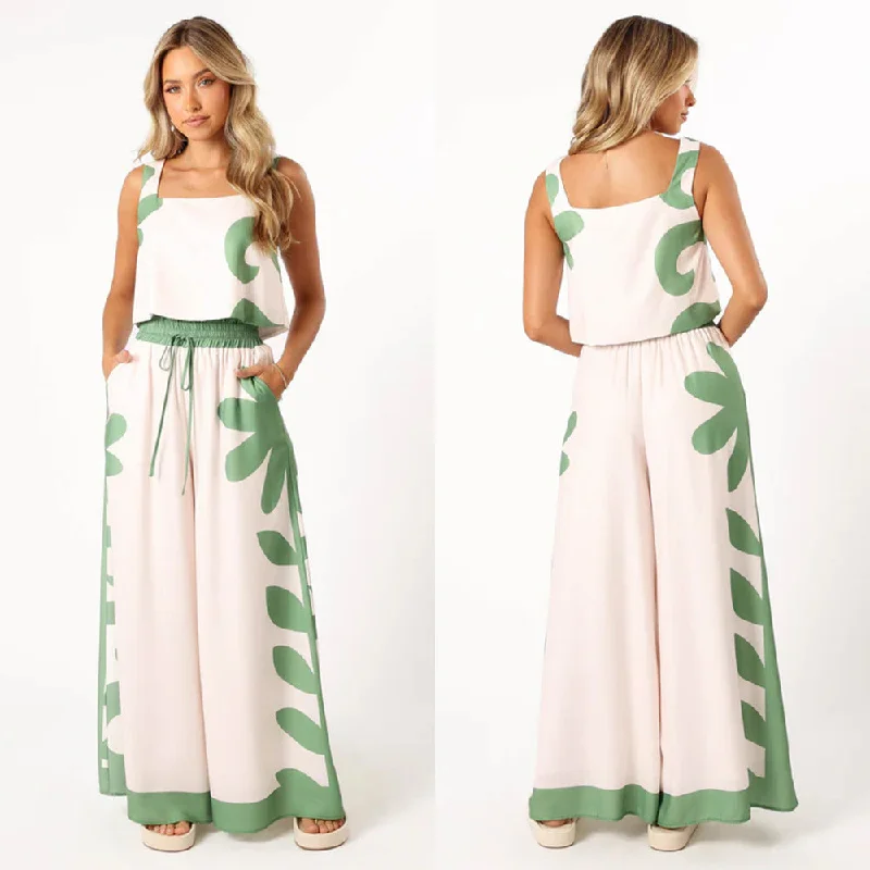 Casual Short Tank Tops & Wide Legs Pants for Women casual tank top