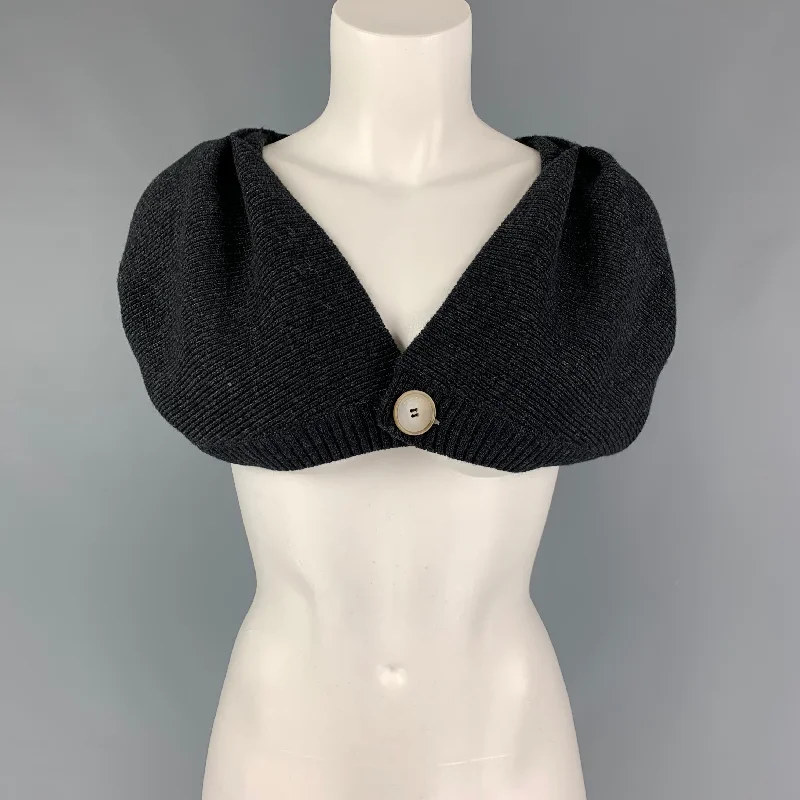 JACQUEMUS Size 2 Charcoal Virgin Wool Blend Ribbed Valerie Off The Shoulder Cardigan Jersey Fabric Tulle Fabric Batik Fabric JACQUEMUS Size 2 Charcoal Virgin Wool Blend Ribbed Valerie Off The Shoulder Cardigan Jersey Fabric Tulle Fabric Batik Fabric