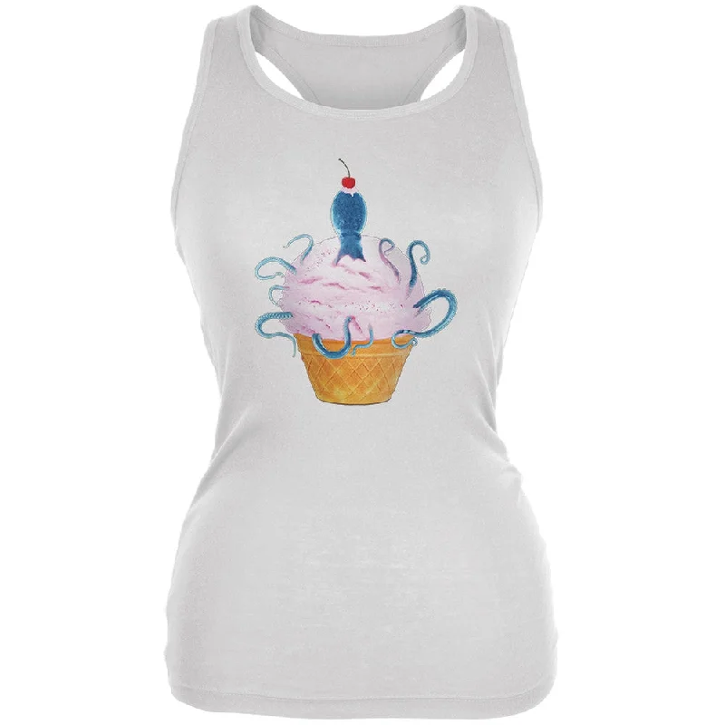 Ice Cream Cone Octopus White Juniors Soft Tank Top adorable tank top