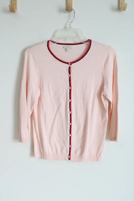Talbots Light Pink Knit Cardigan | S Petite Striped Floral Plaid