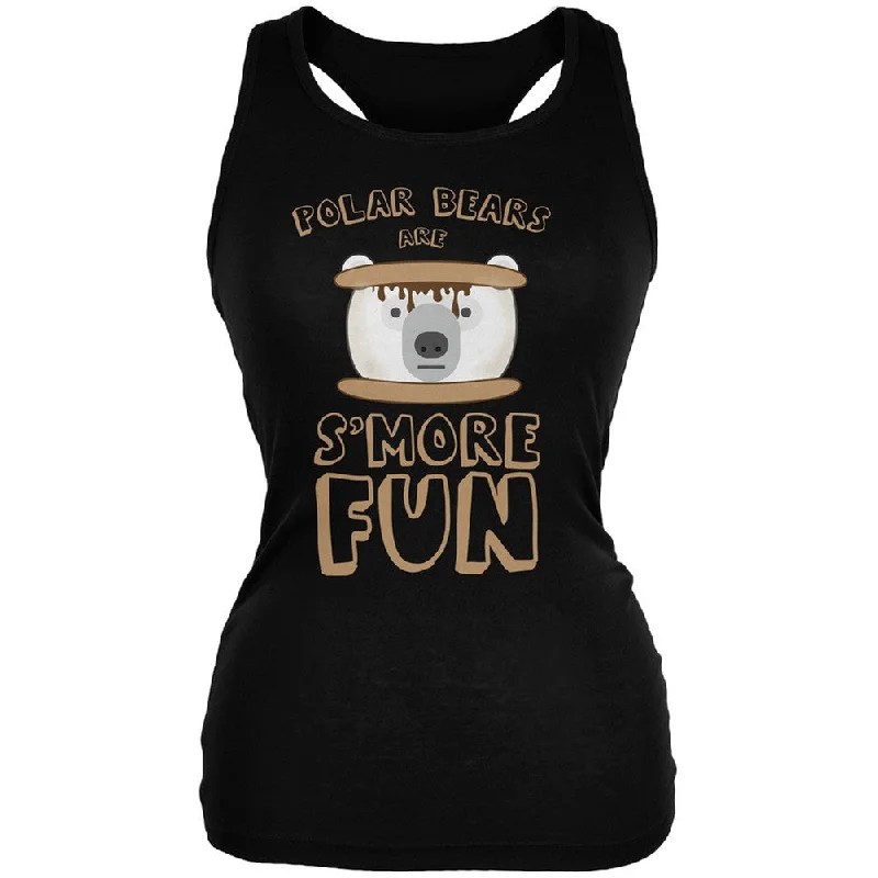 Polar Bear Are S'More Fun Black Juniors Soft Tank Top activewear tank top