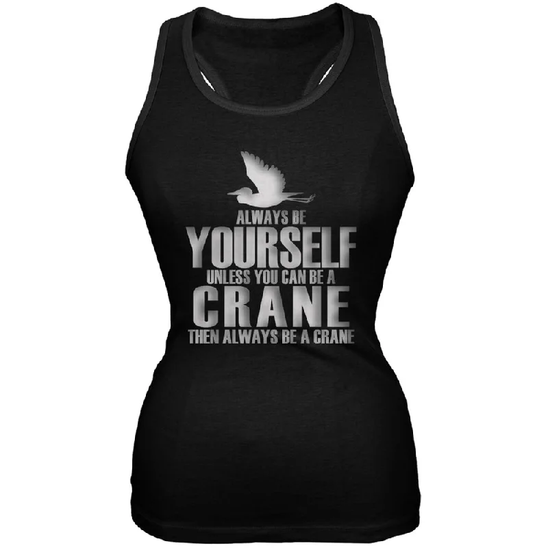 Always Be Yourself Crane Black Juniors Soft Tank Top striped tank top
