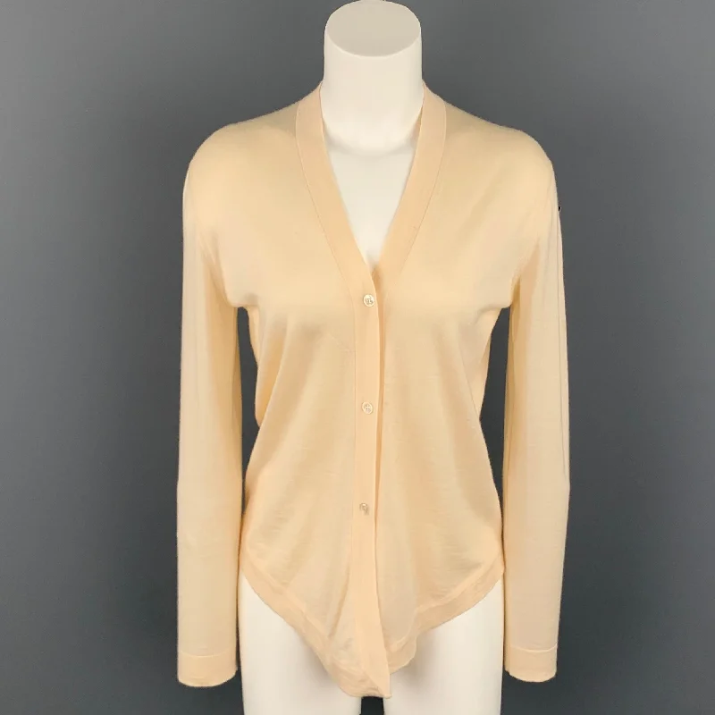 VINTAGE Size M Cream Knitted Cashmere / Silk Asymmetrical Cardigan Satin Fabric Silk Fabric Chiffon Fabric VINTAGE Size M Cream Knitted Cashmere / Silk Asymmetrical Cardigan Satin Fabric Silk Fabric Chiffon Fabric
