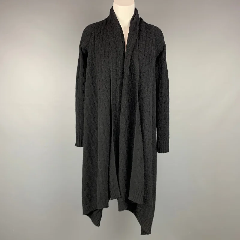 RALPH LAUREN Blue Label Size XS Black Knitted Wool / Cashmere Open Front Cardigan Elegant Classic Vintage RALPH LAUREN Blue Label Size XS Black Knitted Wool / Cashmere Open Front Cardigan Elegant Classic Vintage