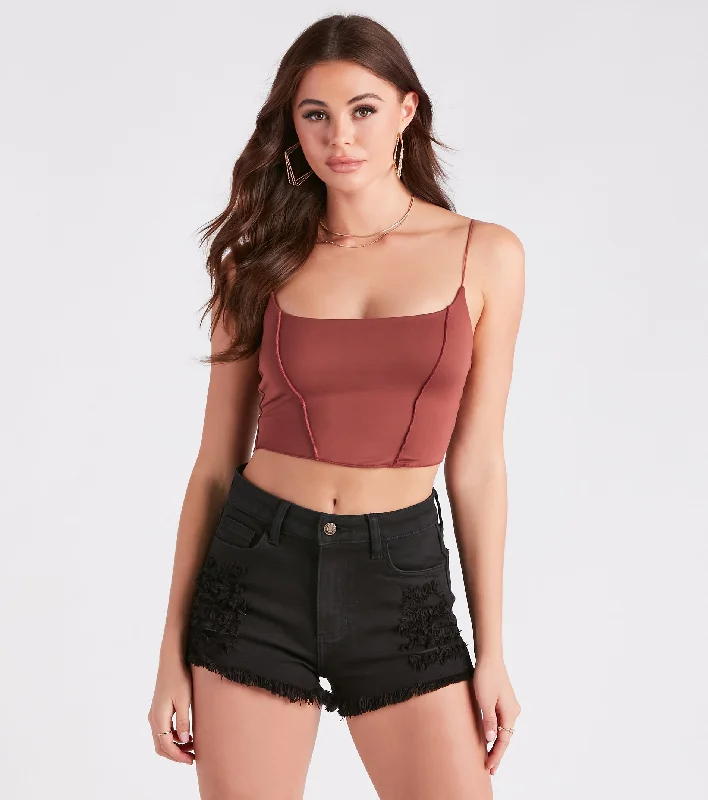 Uncovered Basic Exposed Seam Tank Top fashionable tank top