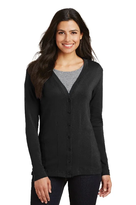 Port Authority Ladies Modern Stretch Cotton Cardigan. L515 Tailored Straight A-Line