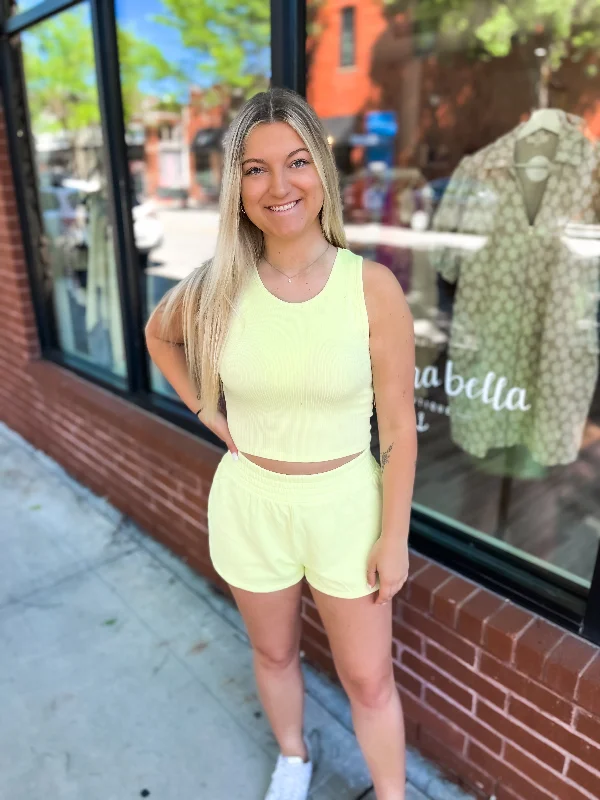 Count Me In Rib Tank - Lime rhinestone tank top