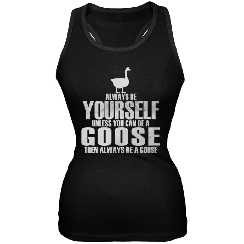 Always Be Yourself Goose Black Juniors Soft Tank Top strapless tank top
