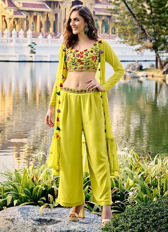 Lime Green Multi Embroidered Jacket Style Co-Ord Set Insulated Jacket Fitted Jacket Loose Jacket