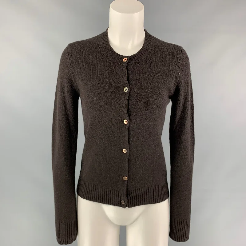 TSESAY Size S Brown Knitted Cashmere Cardigan Spandex Rayon Corduroy