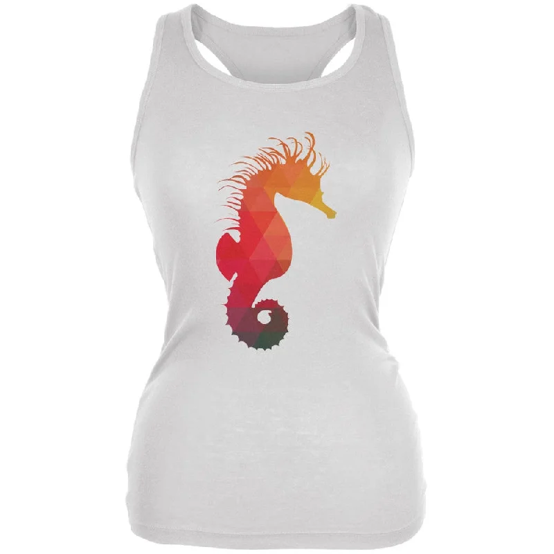 Seahorse Geometric White Juniors Soft Tank Top modal blend tank