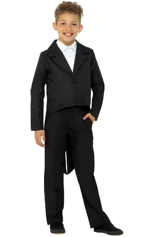 Fancy Black Tailcoat Boys Costume Jacket Jacket Blazer Coat