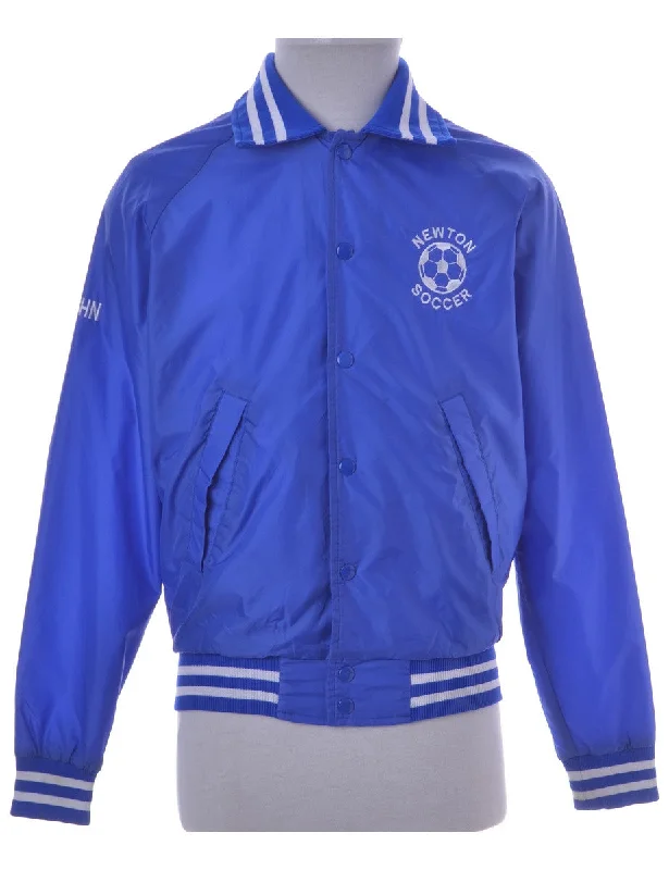 Team Jacket Blue With Pockets Faux Fur Fabric Real Fur Fabric Shearling Fabric