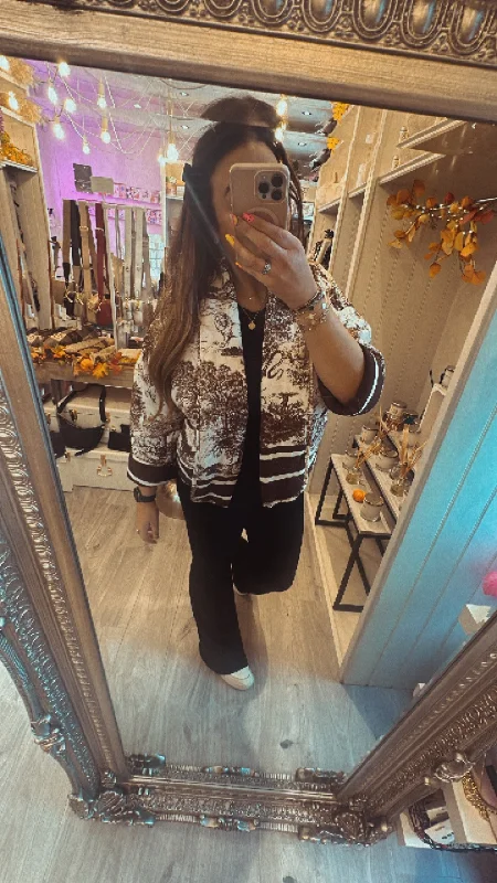 Print padded jacket Zip Front Button Front Snap Front