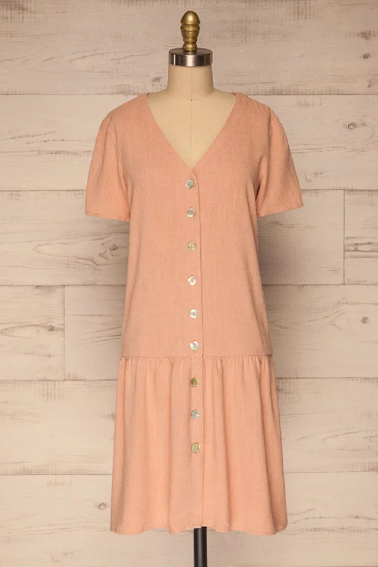 Demetria Pink | Linen Dress