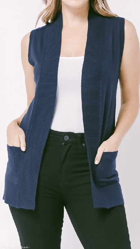 Claire Sleeveless Open Front Cardigan (3 Colorways) Zippered Front Buttoned Front Snap Front Claire Sleeveless Open Front Cardigan (3 Colorways) Zippered Front Buttoned Front Snap Front