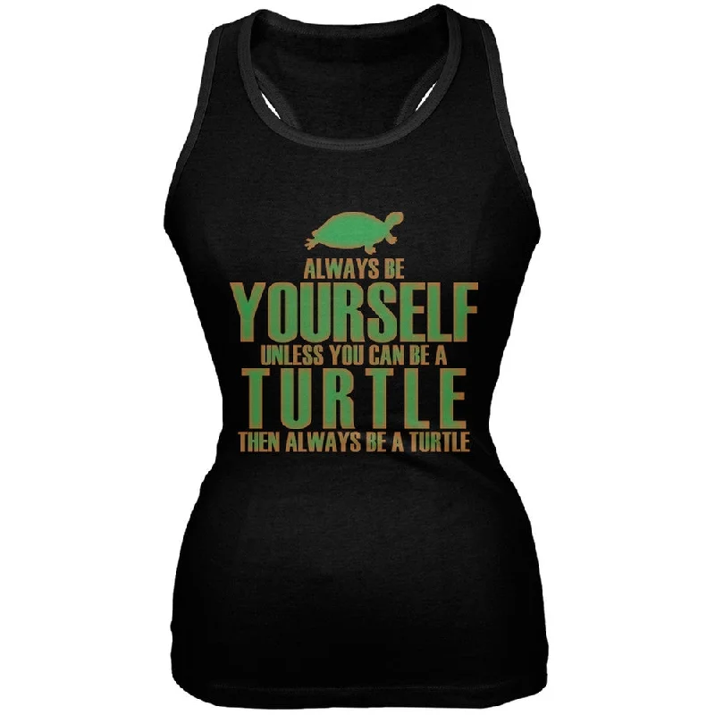 Always Be Yourself Turtle Black Juniors Soft Tank Top stylish tank top