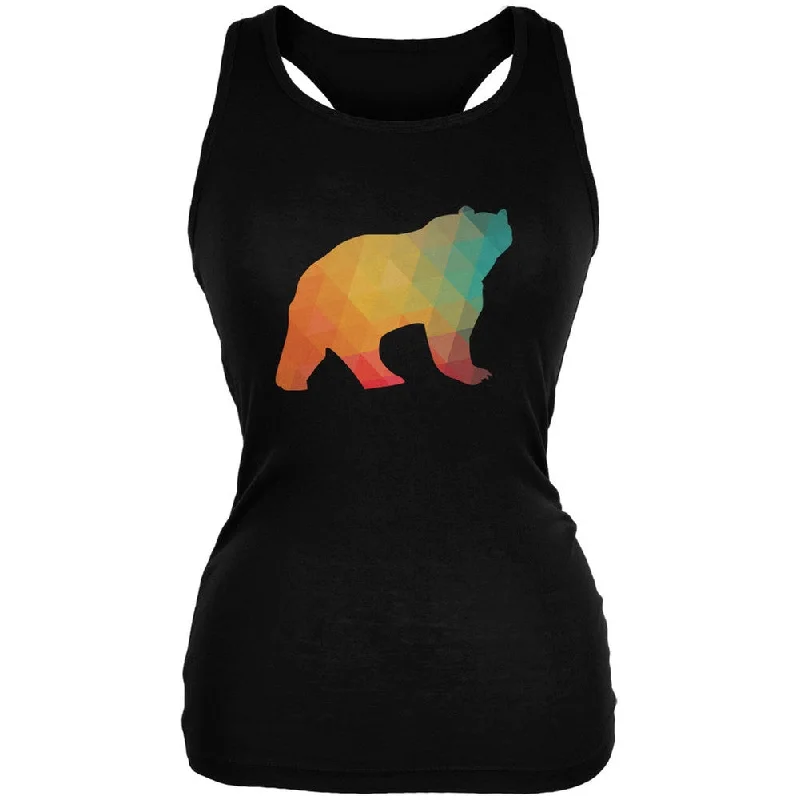 Bear Geometric Black Juniors Soft Tank Top v-neck tank top