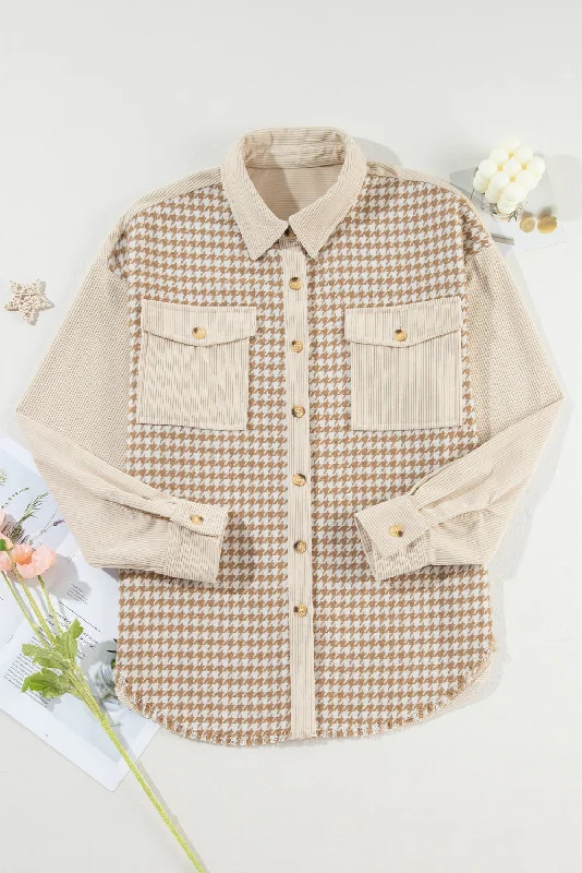 Button-Down Corduroy Jacket with Houndstooth Pattern Jersey Jacket Tulle Jacket Batik Jacket Button-Down Corduroy Jacket with Houndstooth Pattern Jersey Jacket Tulle Jacket Batik Jacket