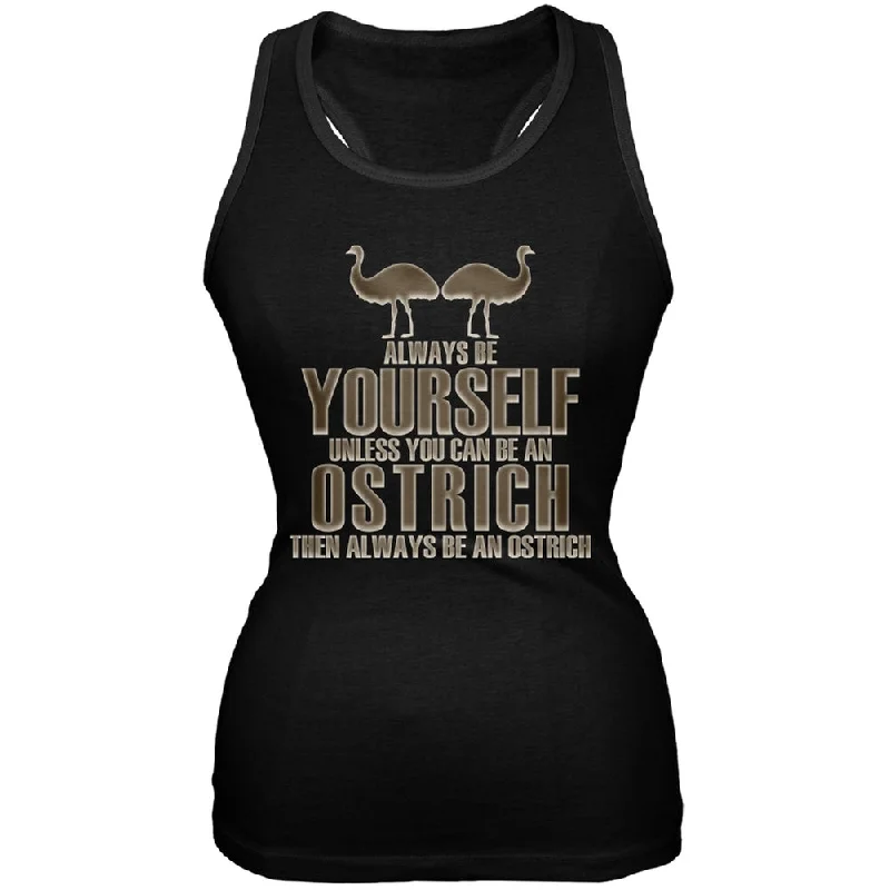 Always Be Yourself Ostrich Black Juniors Soft Tank Top vintage tank top