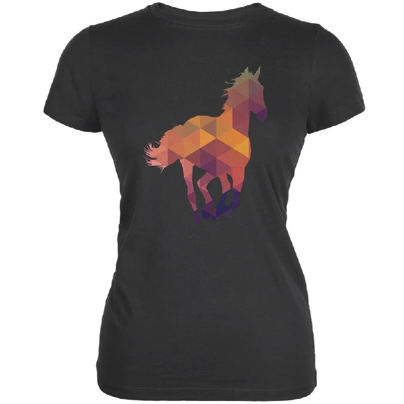 Horse Geometric Grey Juniors Soft Tank Top cotton tank top