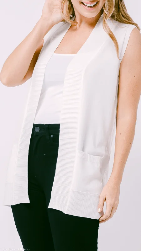 Claire Sleeveless Open Front Cardigan (3 COLORWAYS) Fitted Loose Oversized
