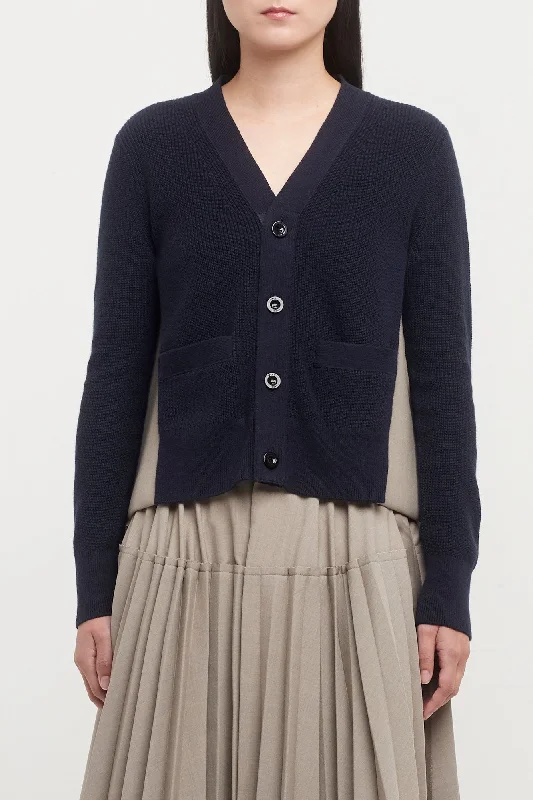 Sacai Suiting Bonding x Cotton Cashmere Knit Cardigan Collared Crew Neck Turtle Neck Sacai Suiting Bonding x Cotton Cashmere Knit Cardigan Collared Crew Neck Turtle Neck