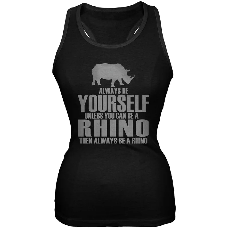 Always Be Yourself Rhino Black Juniors Soft Tank Top strappy tank top
