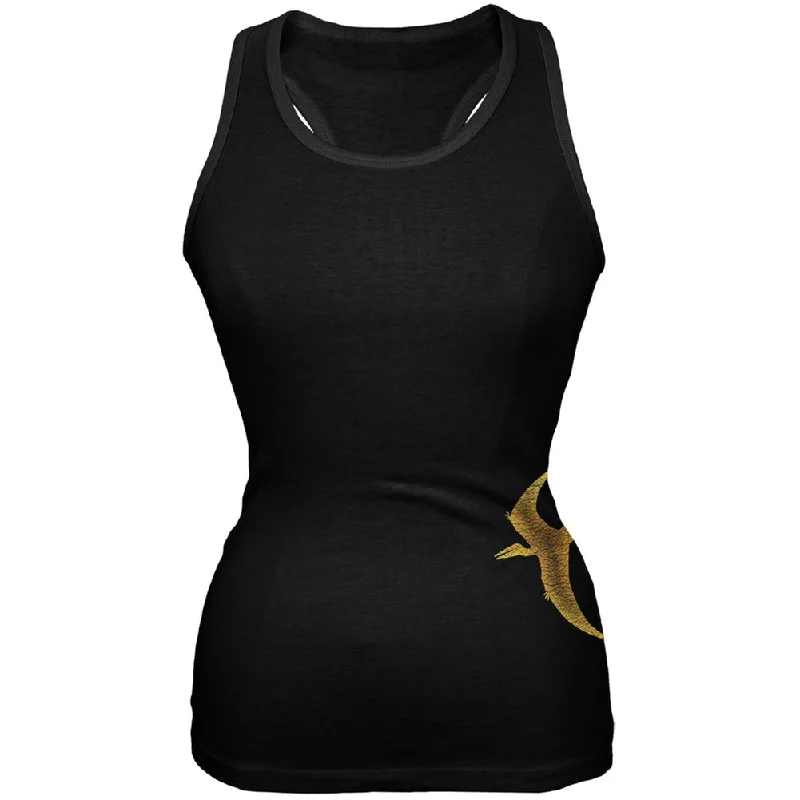 Pterodactyl Dinosaur Distressed Black Juniors Soft Tank Top activewear tank top