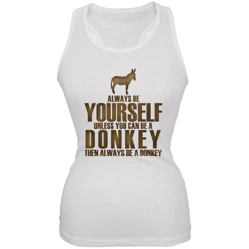 Always Be Yourself Donkey White Juniors Soft Tank Top cropped tank top