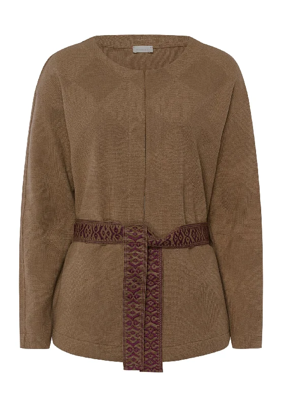 Pure Comfort Belted Cardigan | Walnut 78679-2821 Crew Neck V-Neck Turtle Neck